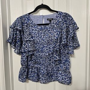 Express Blue dotted Print Women's Top